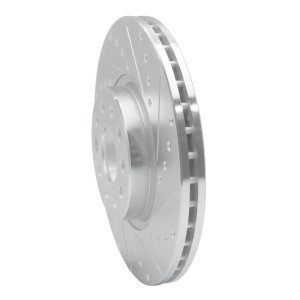 Audi A3 Quattro Brake Rotor (1) - Front Right - R1 Concepts - Drilled & Slotted - Silver - `05-`25